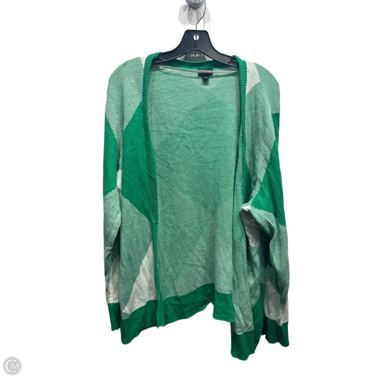 Sweater Cardigan By Torrid In Green & White, Size: 1x