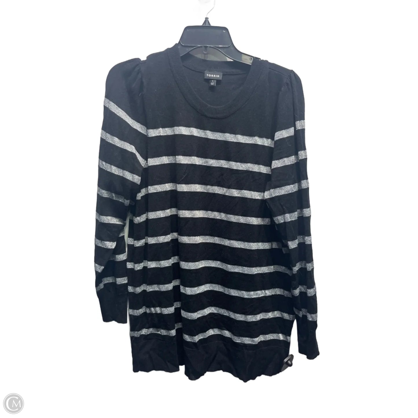 Sweater By Torrid In Black & Silver, Size: 1x