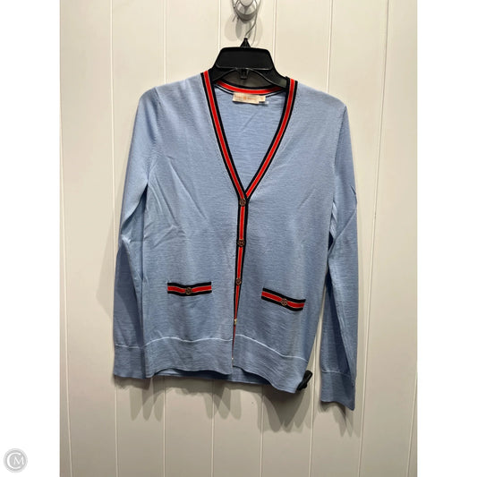 Sweater Cardigan Designer By Tory Burch In Blue & Red, Size: S