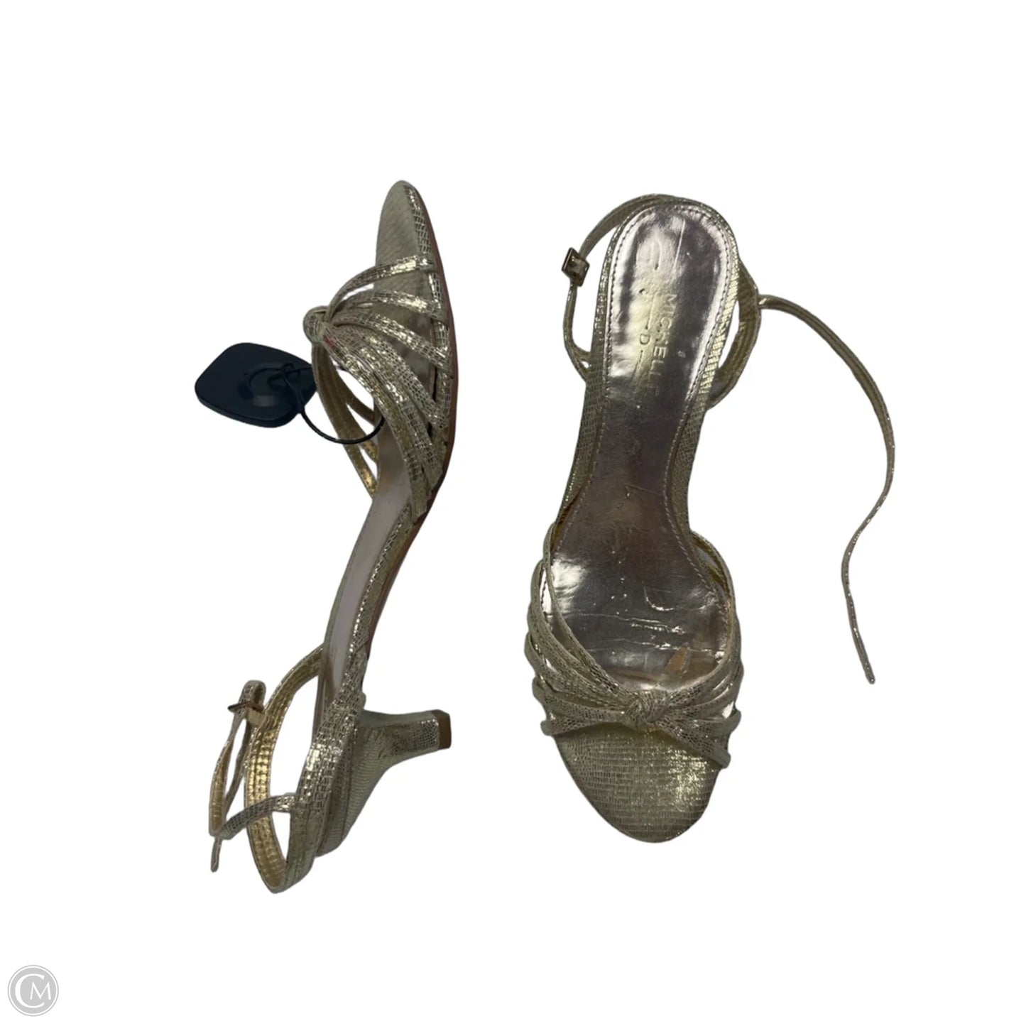 Sandals Heels Kitten By Michelle D. In Gold, Size: 8