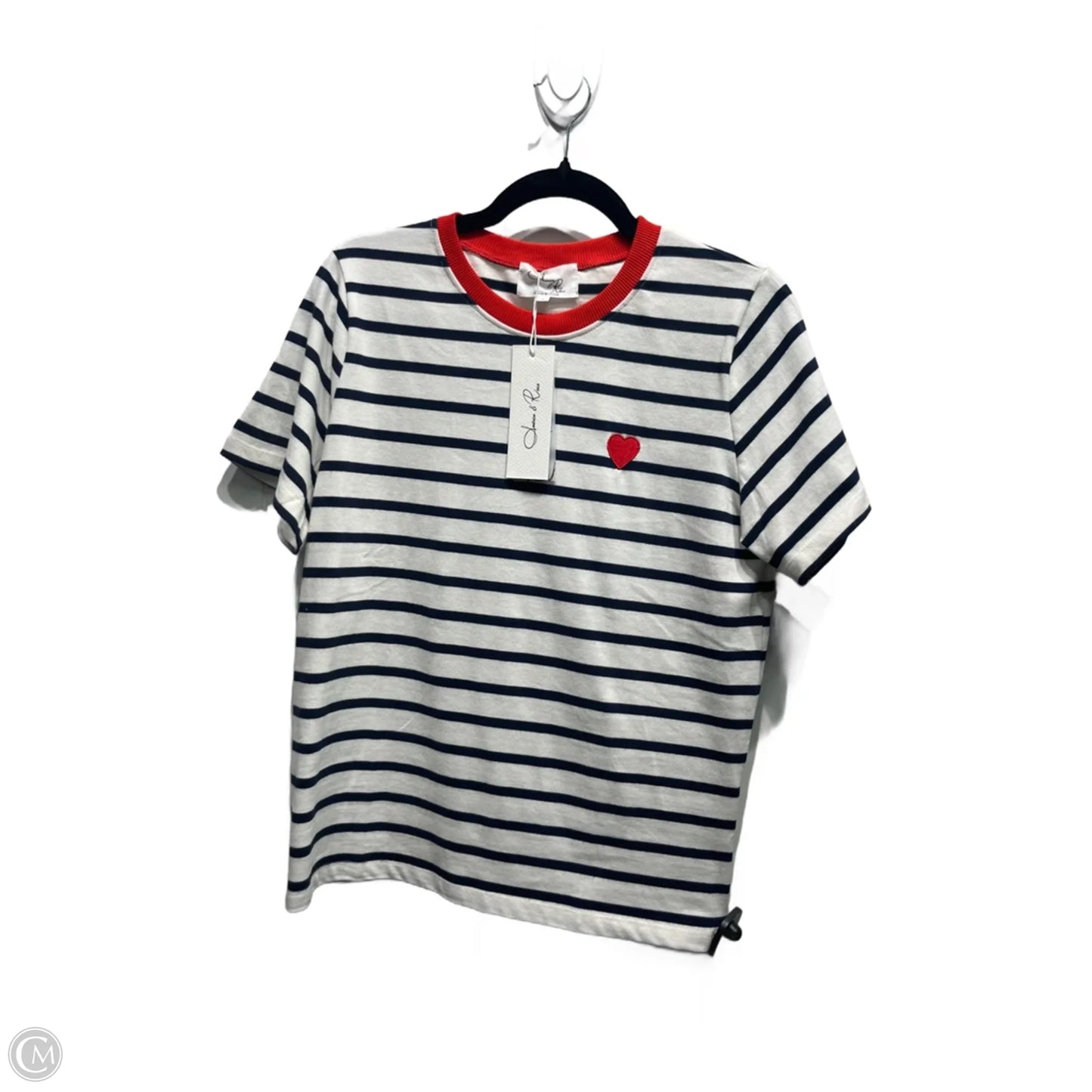 Top Short Sleeve By America & Rosa In Blue & White, Size: L