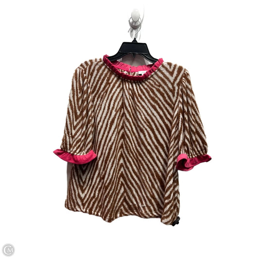 Sweater Short Sleeve By Voy In Brown & Pink, Size: L