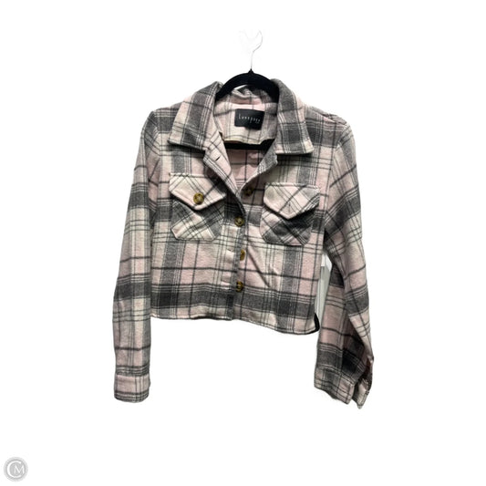Jacket Shirt By Clothes Mentor In Grey & Pink, Size: M