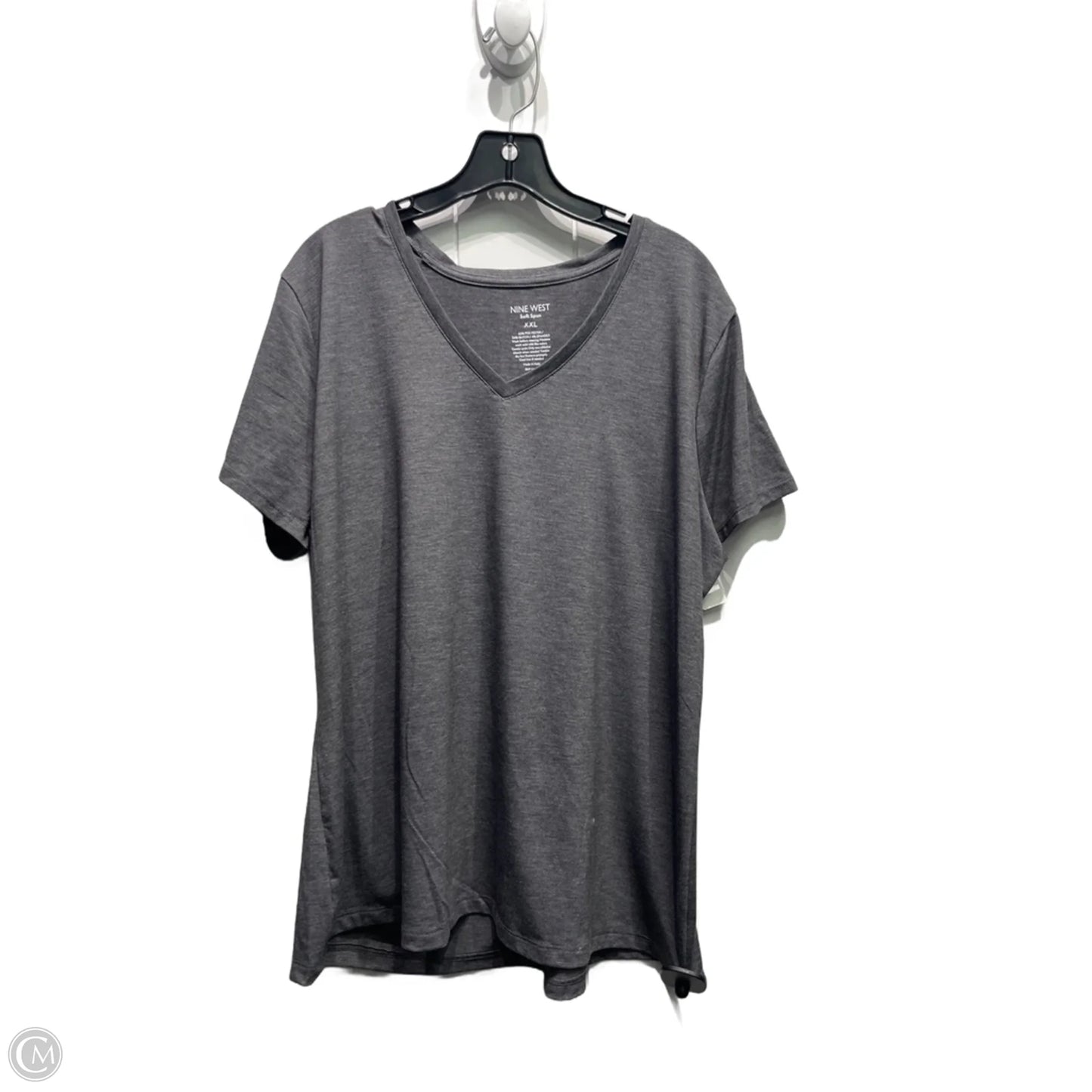 Top Short Sleeve Basic By Nine West Apparel In Grey, Size: Xxl