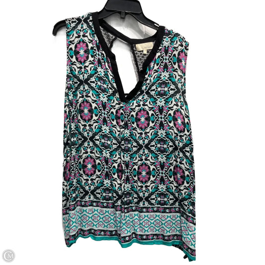 Top Sleeveless By Dept 222 In Black & Green, Size: 2x