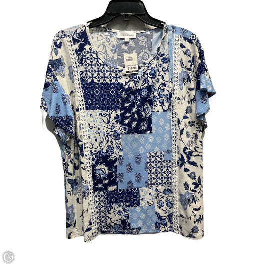 Top Short Sleeve By MODERN ATTRACTION In Blue & White, Size: Xl