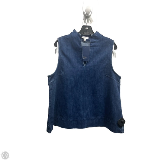Top Sleeveless By Crown And Ivy In Blue Denim, Size: L