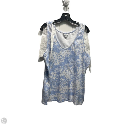 Top Sleeveless By Crown And Ivy In Blue & White, Size: Xxl