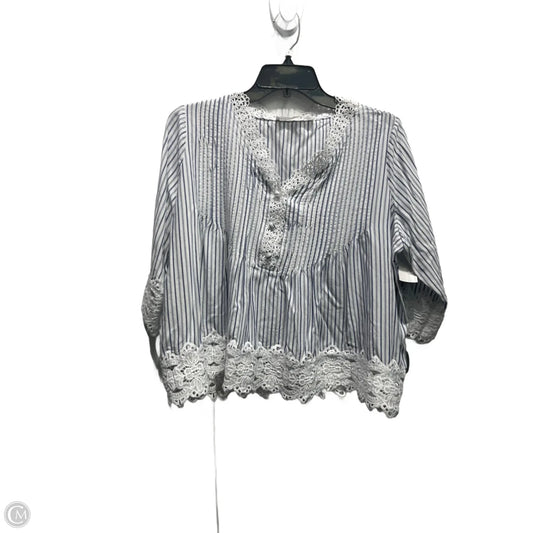 Top Short Sleeve By Chelsea And Theodore In Blue & White, Size: Lp