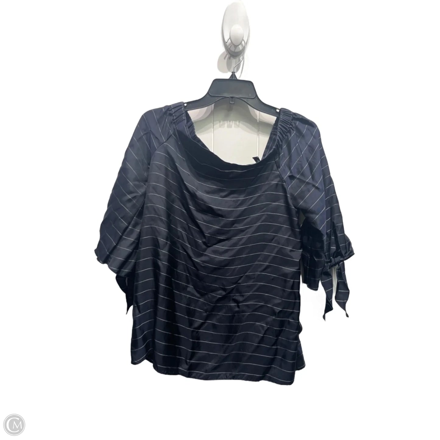 Top Short Sleeve By Theory In Blue & White, Size: S