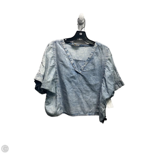 Top Short Sleeve By Promesa In Blue & White, Size: L
