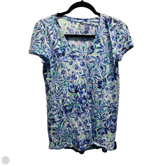 Top Short Sleeve Designer By Lilly Pulitzer In Blue & White, Size: Xs