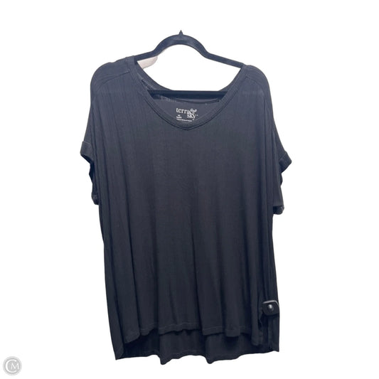 Top Short Sleeve By Terra & Sky In Black, Size: 14
