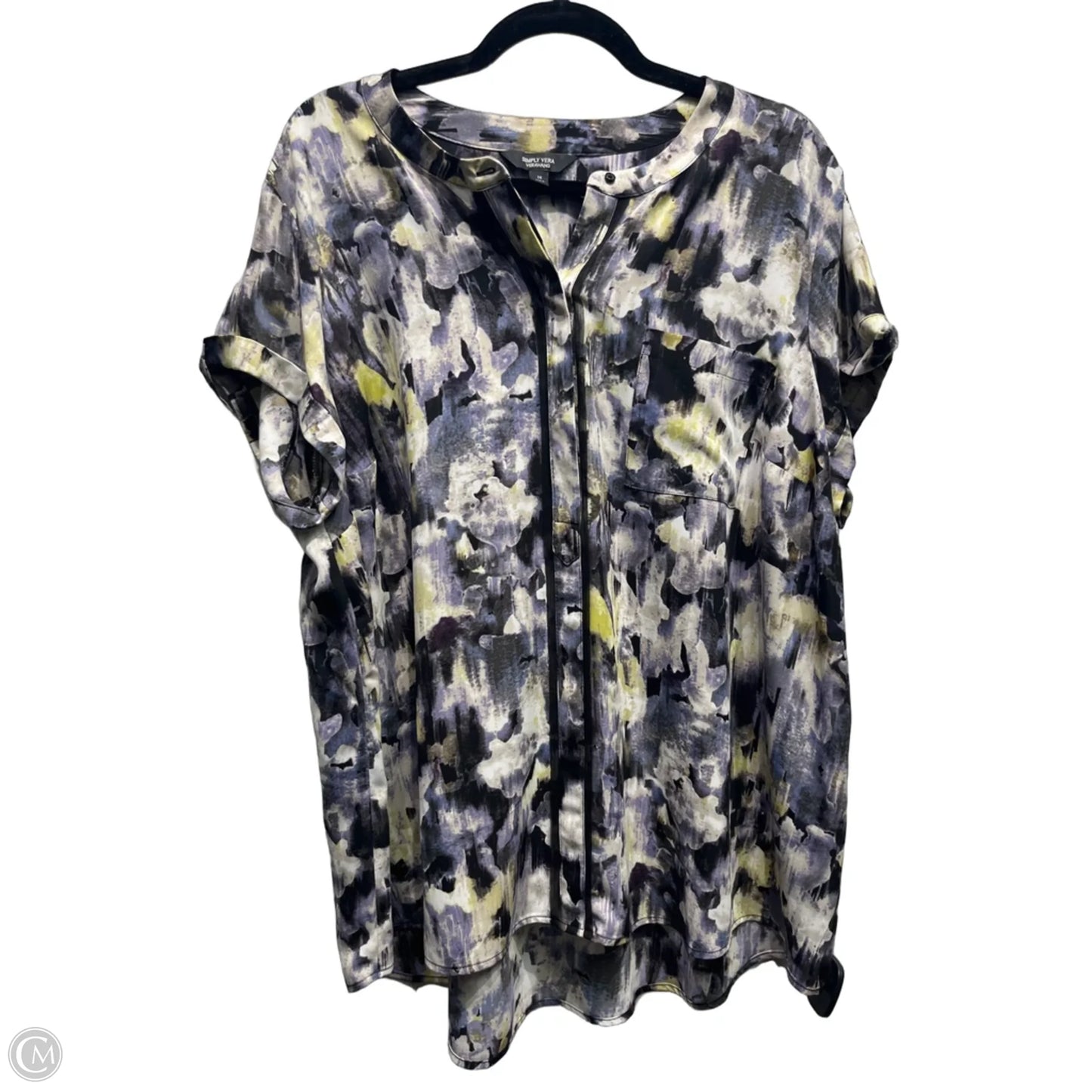 Top Short Sleeve By Simply Vera In Black & Blue, Size: 1x