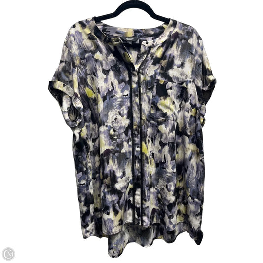 Top Short Sleeve By Simply Vera In Black & Blue, Size: 1x