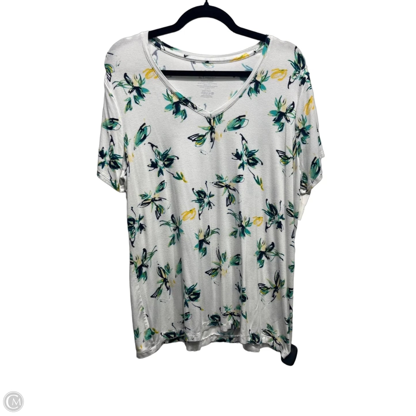 Top Short Sleeve Basic By Apt 9 In Green & White, Size: Xl