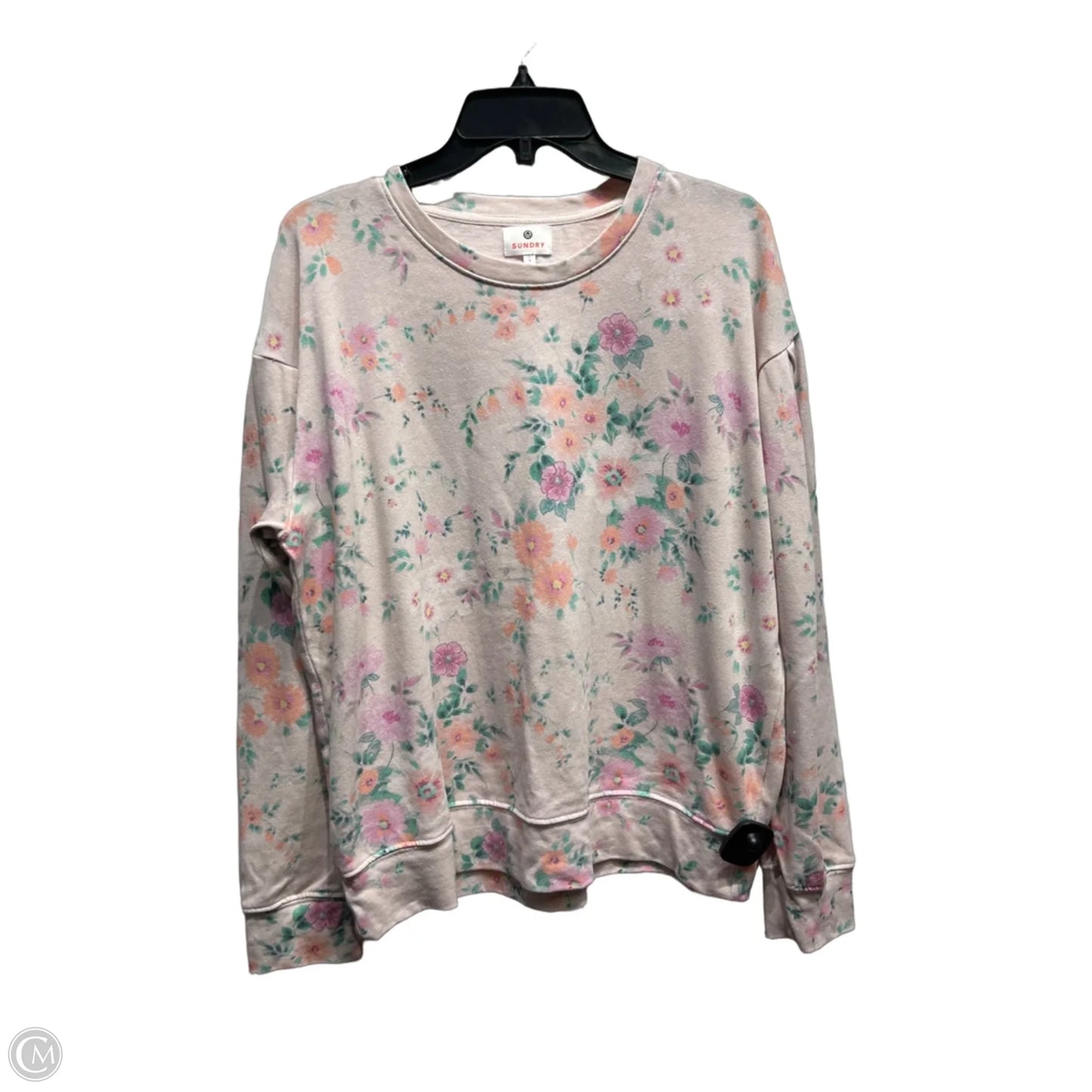 Sweatshirt Crewneck By Sundry In Pink & Purple, Size: L