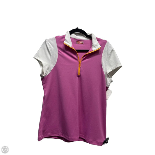 Top Short Sleeve By grand slam In Pink & White, Size: L