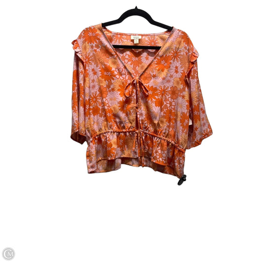 Top Short Sleeve By Ana In Orange & Pink, Size: Xl