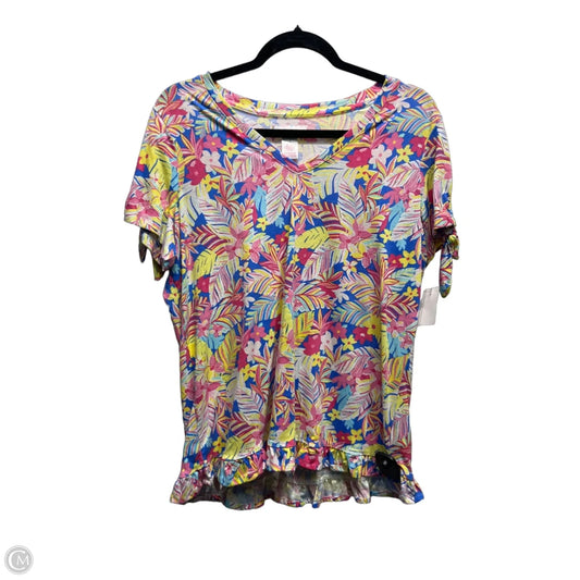 Top Short Sleeve By Stella Parker In Blue & Pink, Size: L