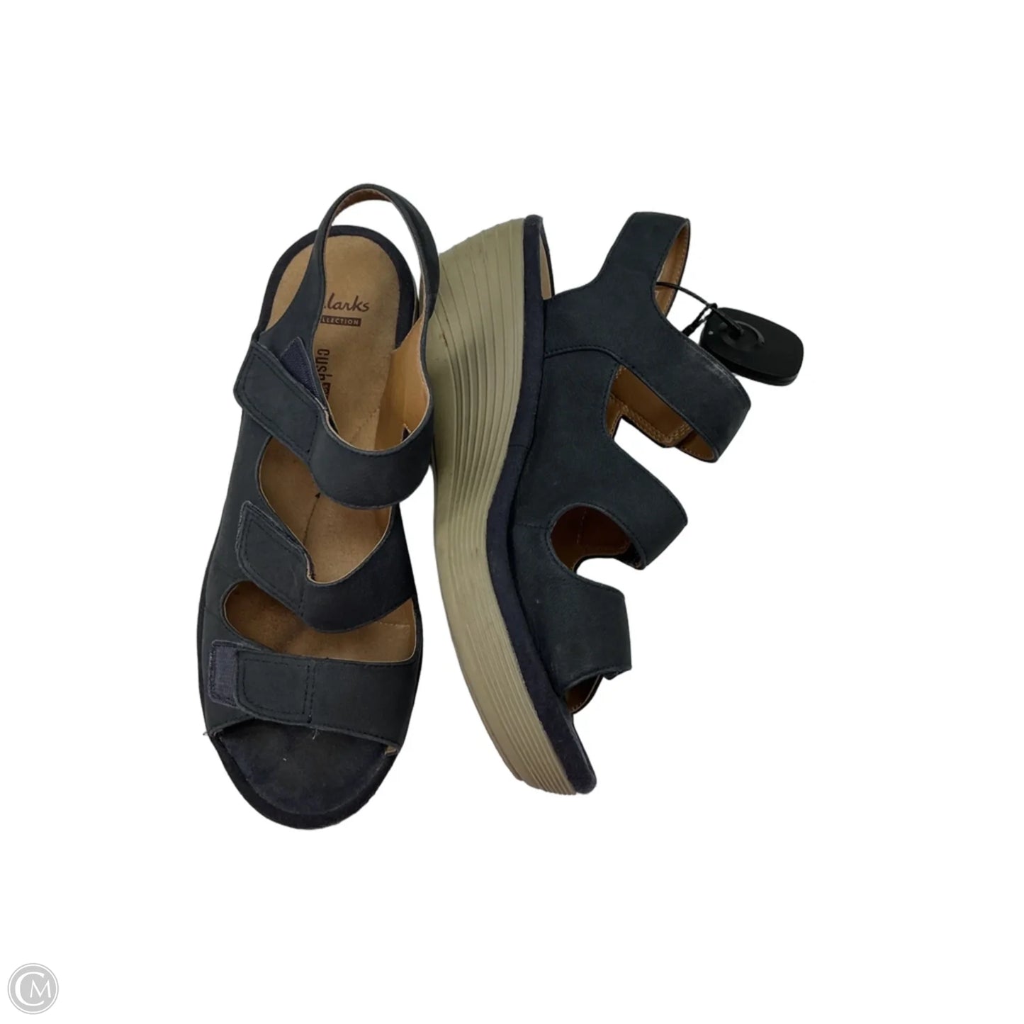 Sandals Heels Wedge By Clarks In Blue, Size: 7