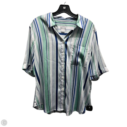 Top Short Sleeve By Chicos In Blue & Green, Size: L