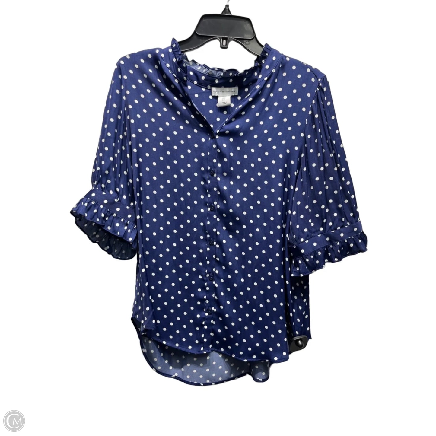Top Short Sleeve By Cupcakes And Cashmere In Blue & White, Size: L