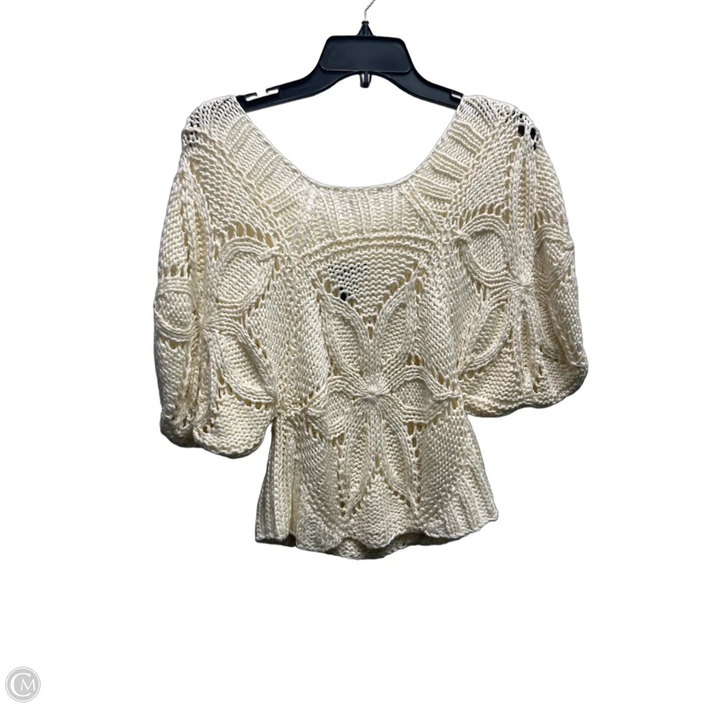 Sweater Short Sleeve By Arden B In Cream, Size: S