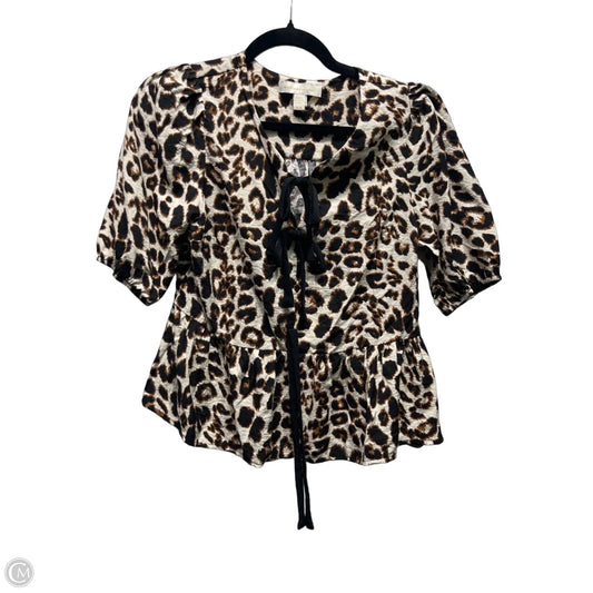 Top Short Sleeve By Monteau In Black & Brown, Size: M