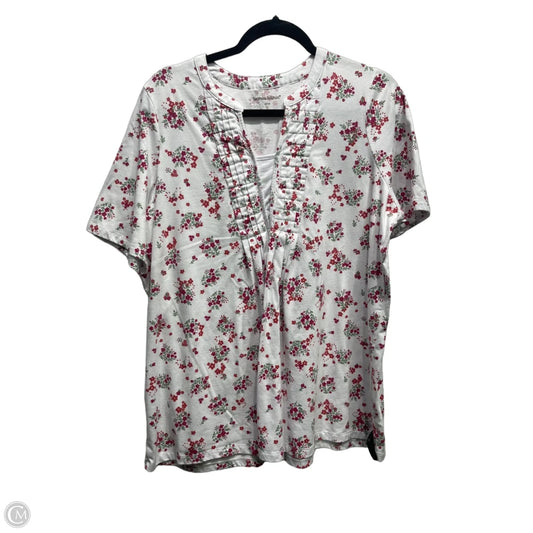 Top Short Sleeve By Woman Within In Pink & White, Size: L
