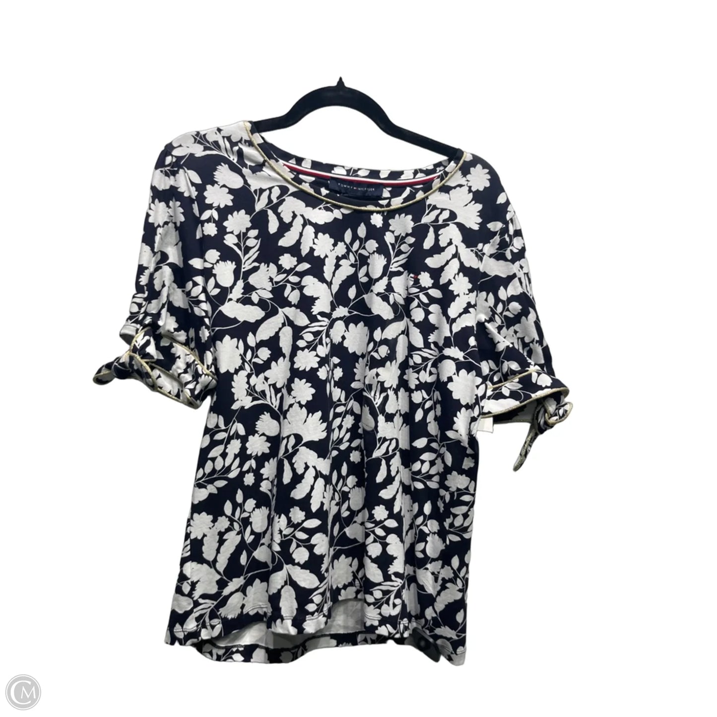 Top Short Sleeve By Tommy Hilfiger In Black & White, Size: L