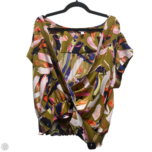 Top Short Sleeve By Nine West In Green & Orange, Size: Xxl