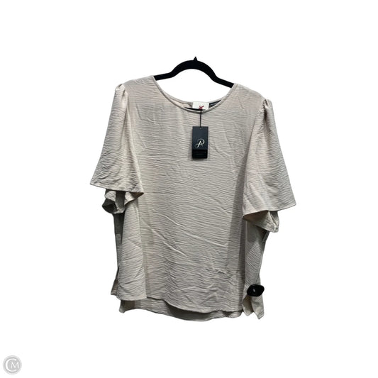 Top Short Sleeve By Adrianna Papell In Tan, Size: Xl