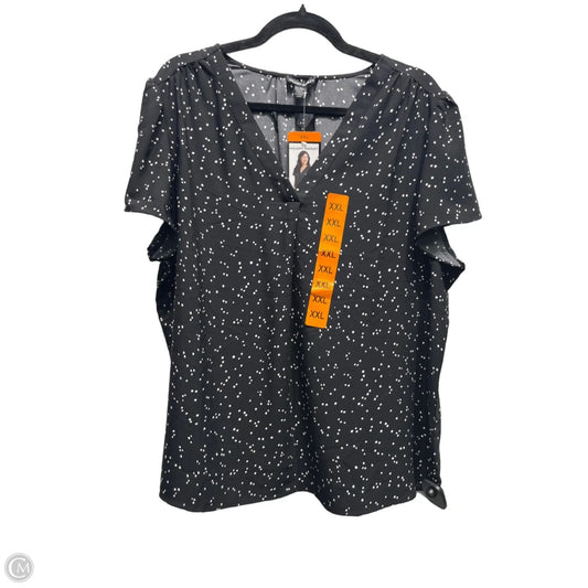 Top Short Sleeve By Hilary Radley In Black & WHITE Size: Xxl