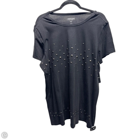 Top Short Sleeve By Torrid In Black & Silver, Size: 1x