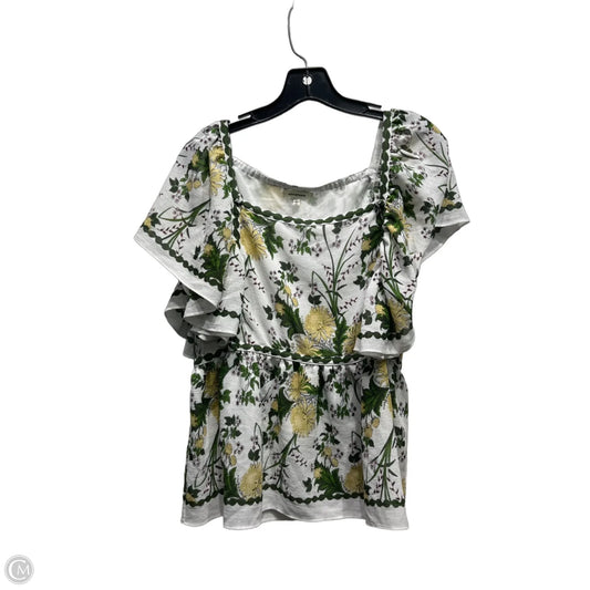 Top Short Sleeve By Max Studio In Green & White, Size: L