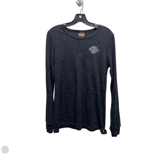 Top Long Sleeve By Harley Davidson In Blue & Silver, Size: L