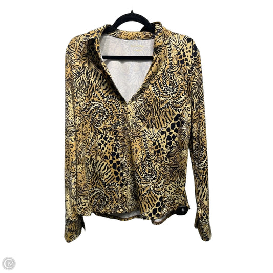 Top Long Sleeve Designer By Lilly Pulitzer In Black & Tan, Size: L