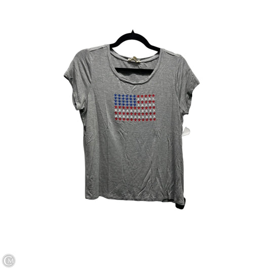 Top Short Sleeve Basic By brit ny  In Grey & Red, Size: M
