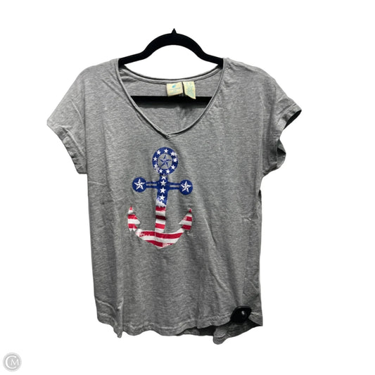 Top Short Sleeve Basic By Caribbean Joe In Grey & Red, Size: S