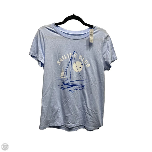 Top Short Sleeve Basic By Loft In Blue & White, Size: M