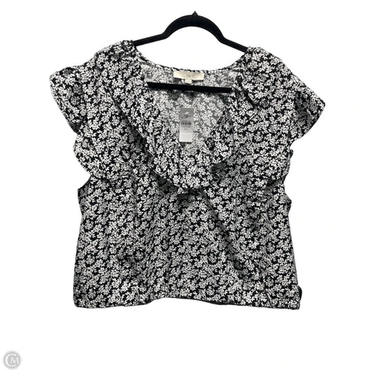 Top Short Sleeve By Loft In Black & White, Size: Xxl