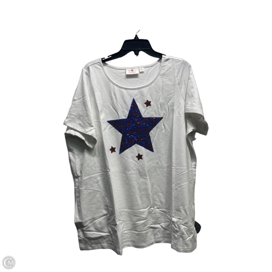Top Short Sleeve By Quaker Factory In Blue & White, Size: 1x
