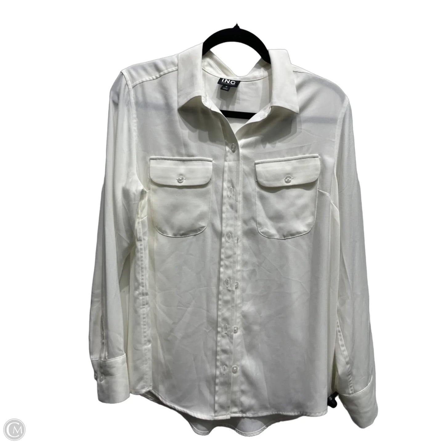 Top Long Sleeve By Inc In White, Size: M