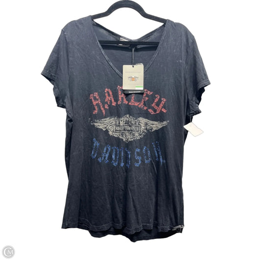 Top Short Sleeve By Harley Davidson In Blue, Size: 2x