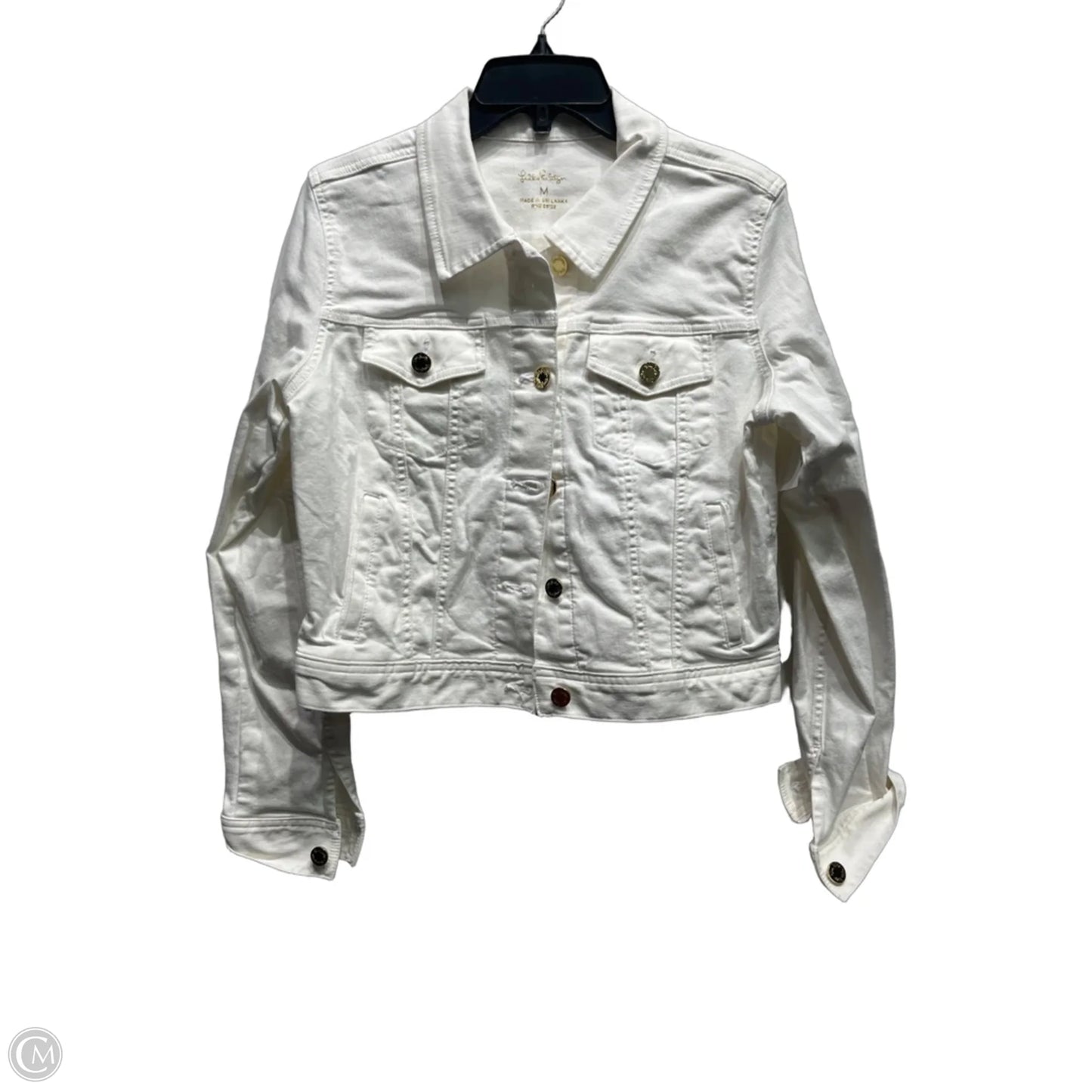 Jacket Designer By Lilly Pulitzer In White Denim, Size: M