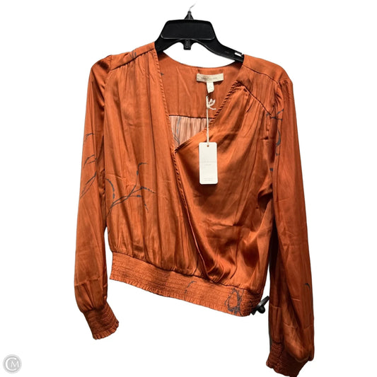 Blouse Long Sleeve By Grade & Gather In Orange, Size: M