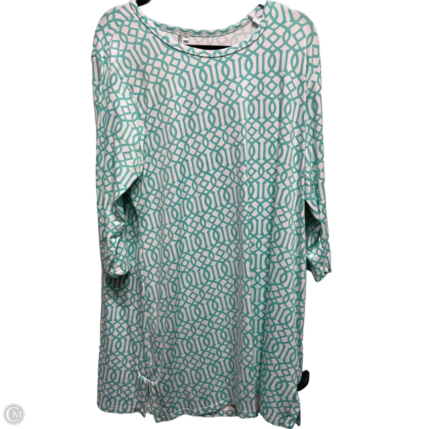 Dress Casual Short By Lulu B In Green & White, Size: 1x