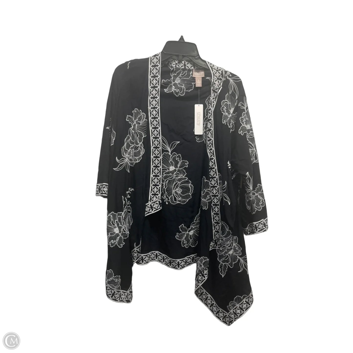 Cardigan By Chicos In Black & White, Size: M