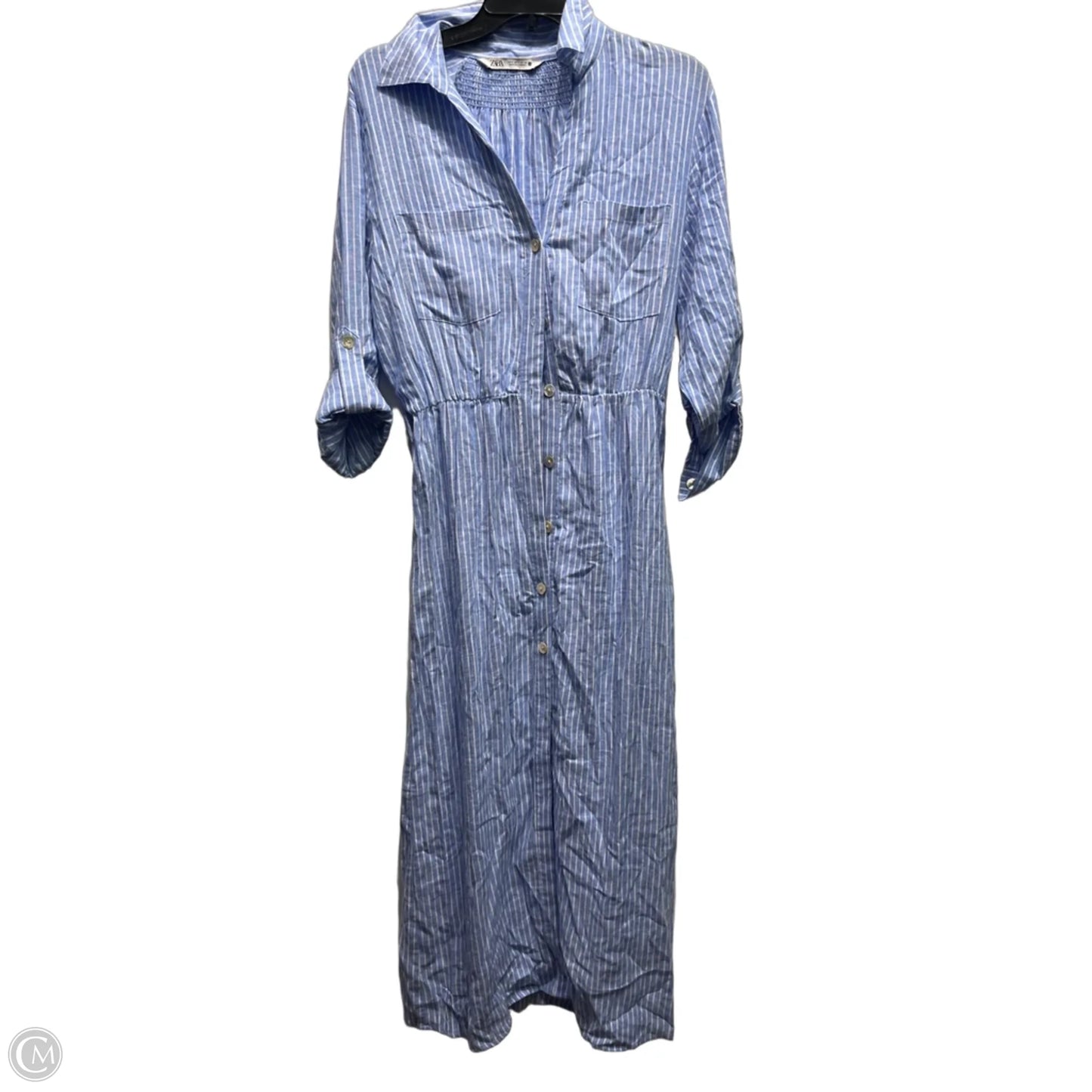 Dress Casual Maxi By Zara In Blue & White, Size: S